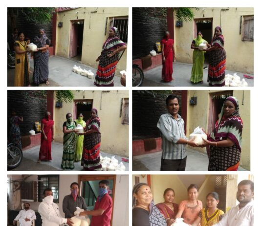 घरोघरी जाऊन धान्य वाटप स्व. गणेश राजाभाऊ चौधरी लोकसेवा प्रतिष्ठानचा उपक्रम